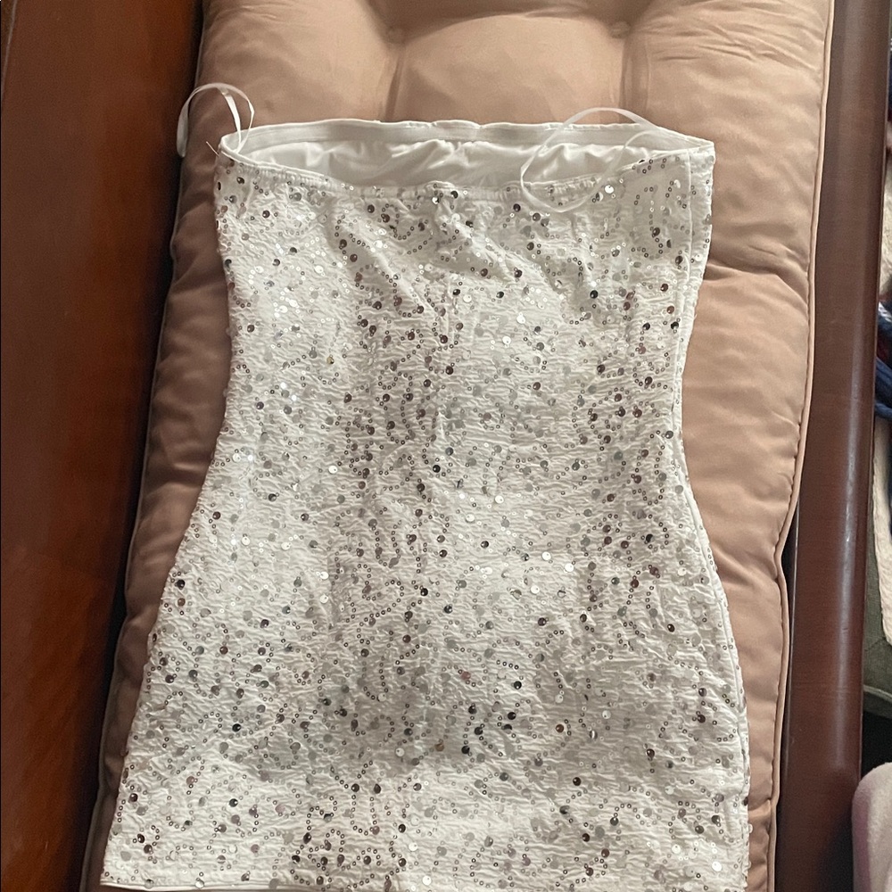 White Sequin Mini Dress - Picture 5 of 6